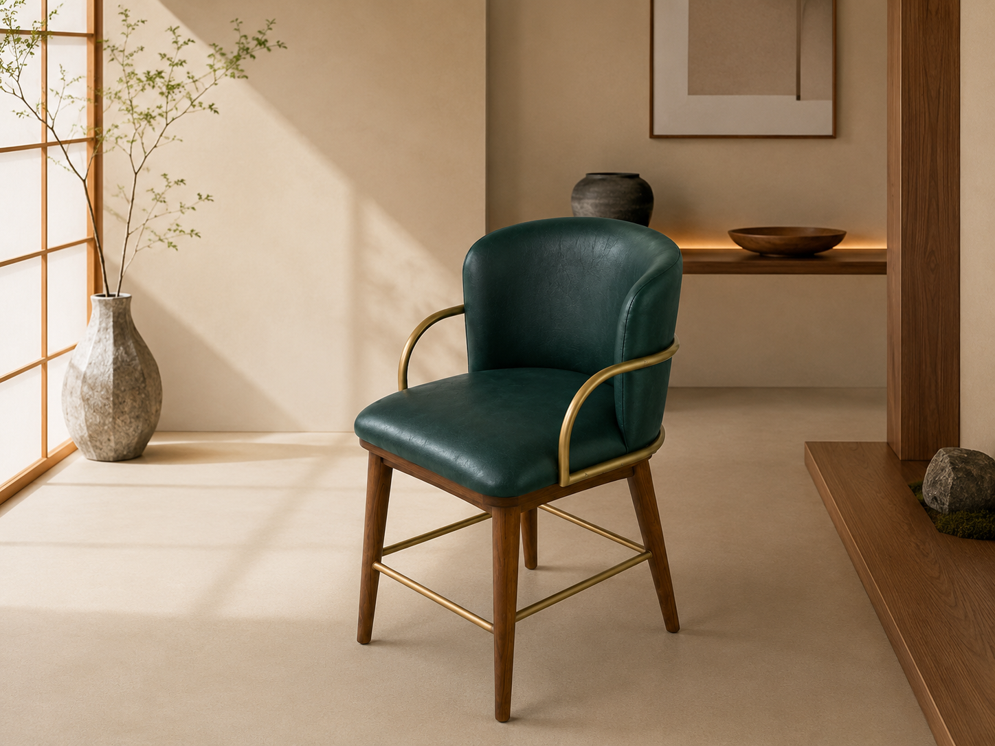 Cushioned hardwood chair