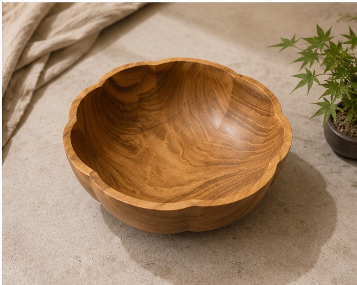 Handcrafted Solid Teakwood Shell Bowl