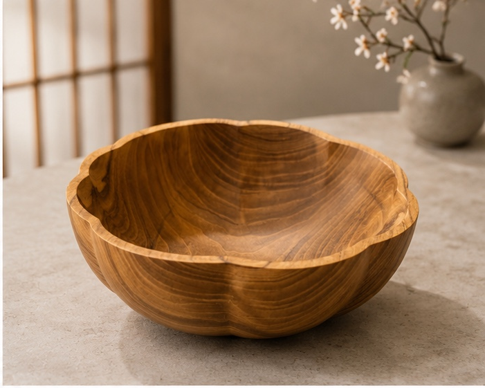 Handcrafted Solid Teakwood Shell Bowl