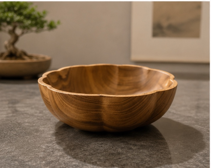 Handcrafted Solid Teakwood Shell Bowl